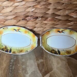Yellow hand painted soy sauce bowl
